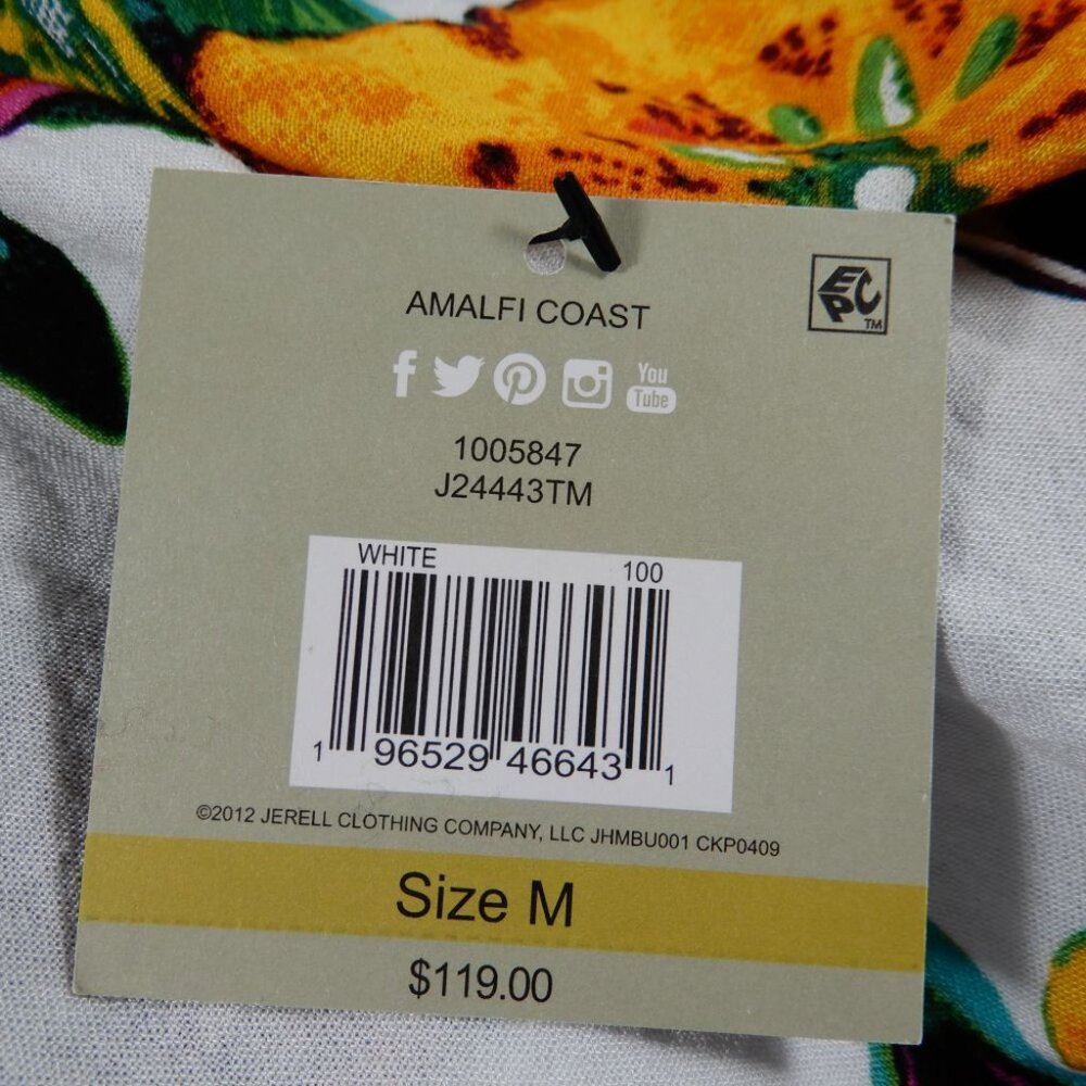 John Mark Tunic Top Size M Embroidered Tropical Floral Split V-Neck NEW $119 - Picture 5 of 11